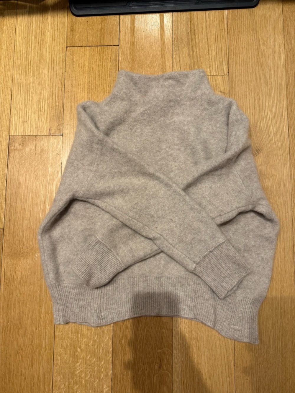 Tahari Cozy Taupe Mock Neck Women's Sweater